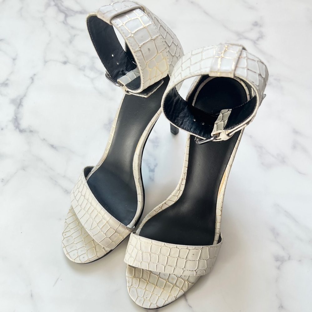 Tibi Italian White Leather Animal Print Open Toe Platform Pumps Size 37 (US 7) - Picture 2 of 7